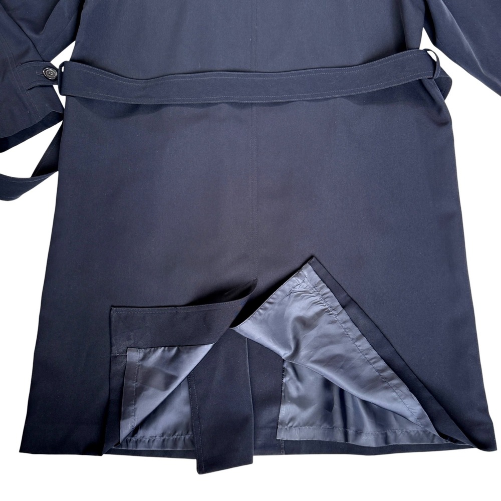 Talbots Trench Coat Women 12P Navy Double Breasted Belted Professional Classic - Picture 12 of 16